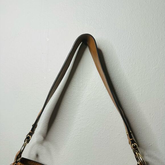 MICHAEL KORS Julia Medium Leather Acorn Tan Shoulder Handbag Purse - Picture 5 of 14